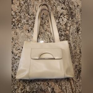 Byblos Handbag, Italian Leather Ivory, Cream Vintage Shoulder Bag, Purse READ